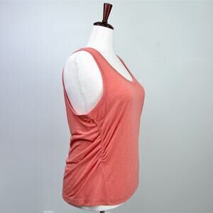 Athleta Ruched Scoop Neck Tencel Modal Coral Orange Slub Knit Breezy Tank Top XL